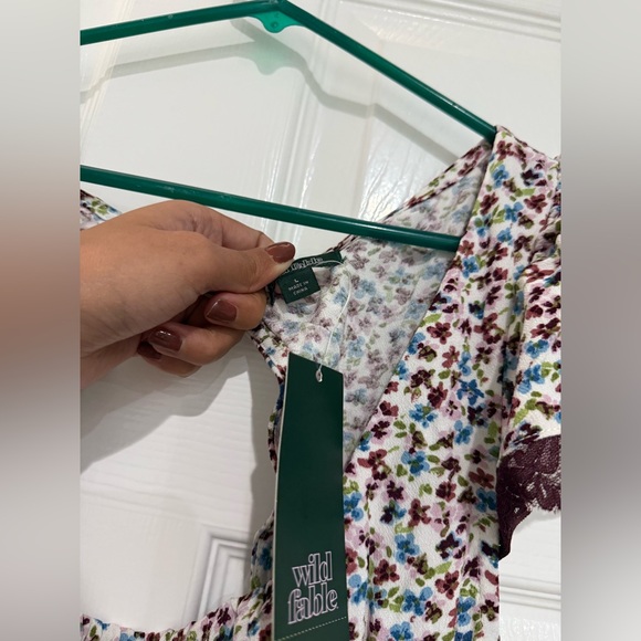 Women's Flutter Cap Sleeve Maxi A-Line Dress - Wild Fable™ Off-White Floral L - Picture 7 of 9